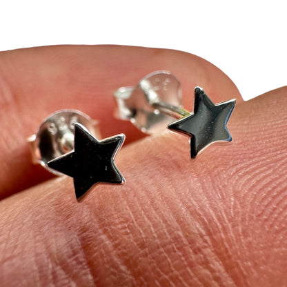 Sterling Silver Star Stud Earrings 4mm Tiny Celestial Studs