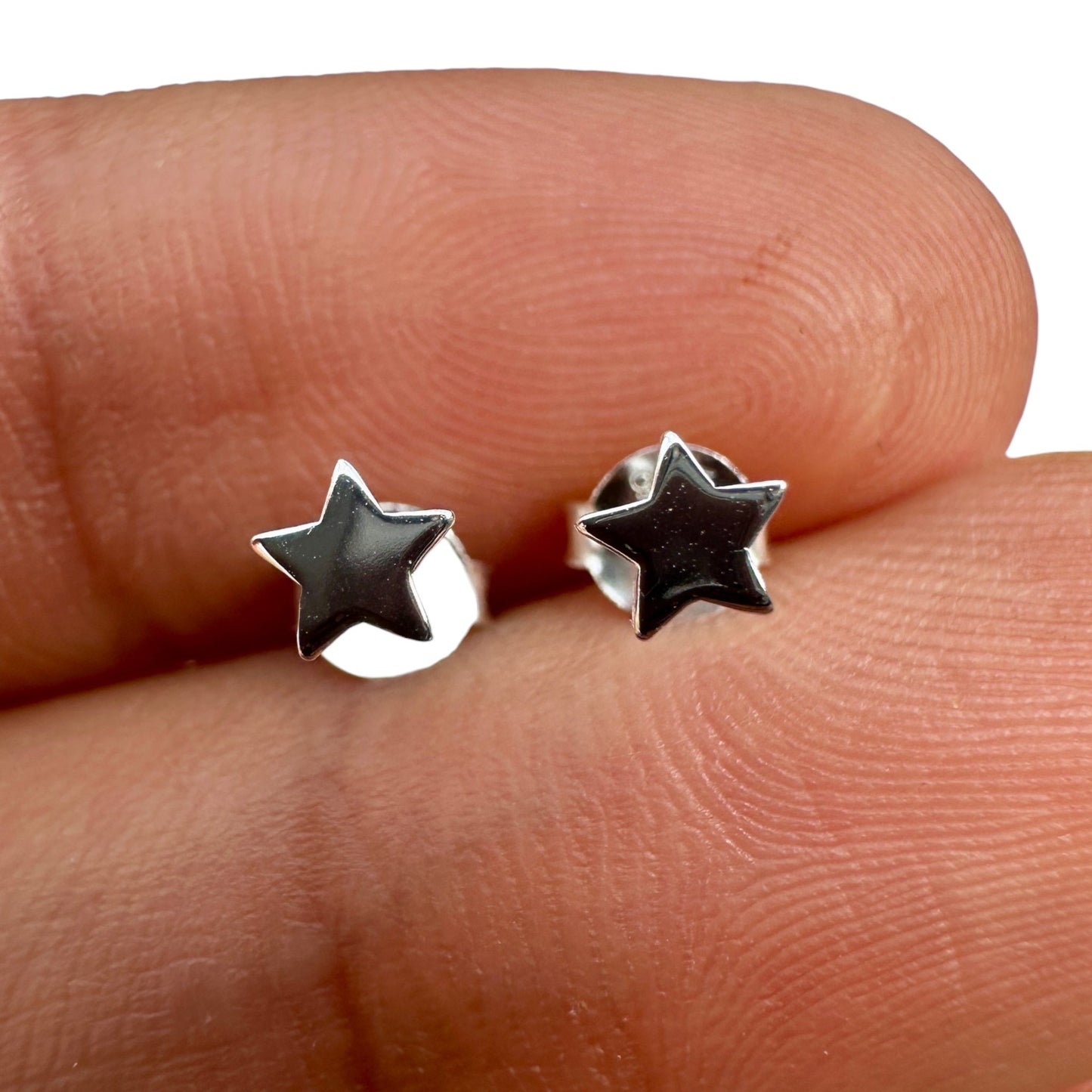 Sterling Silver Star Stud Earrings 4mm Tiny Celestial Studs