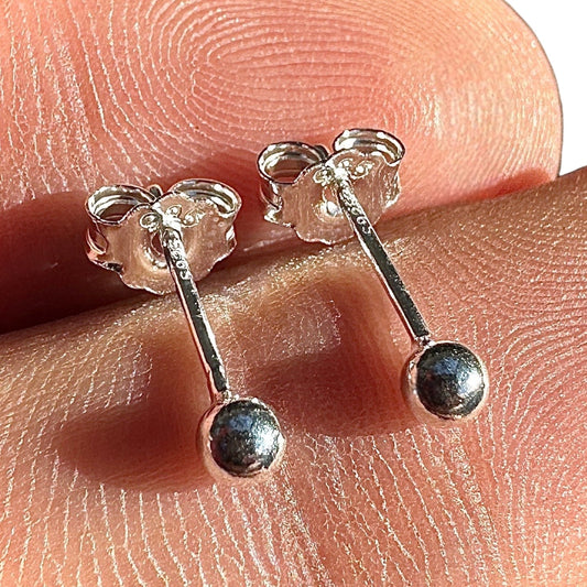 Ball Stud Earrings 3mm 925 Sterling Silver Tiny Round Studs