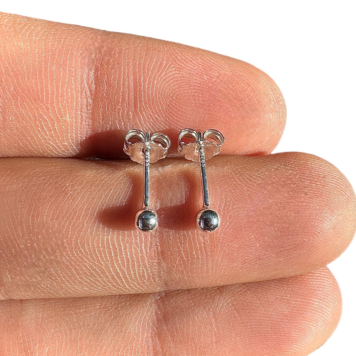 Ball Stud Earrings 3mm 925 Sterling Silver Tiny Round Studs