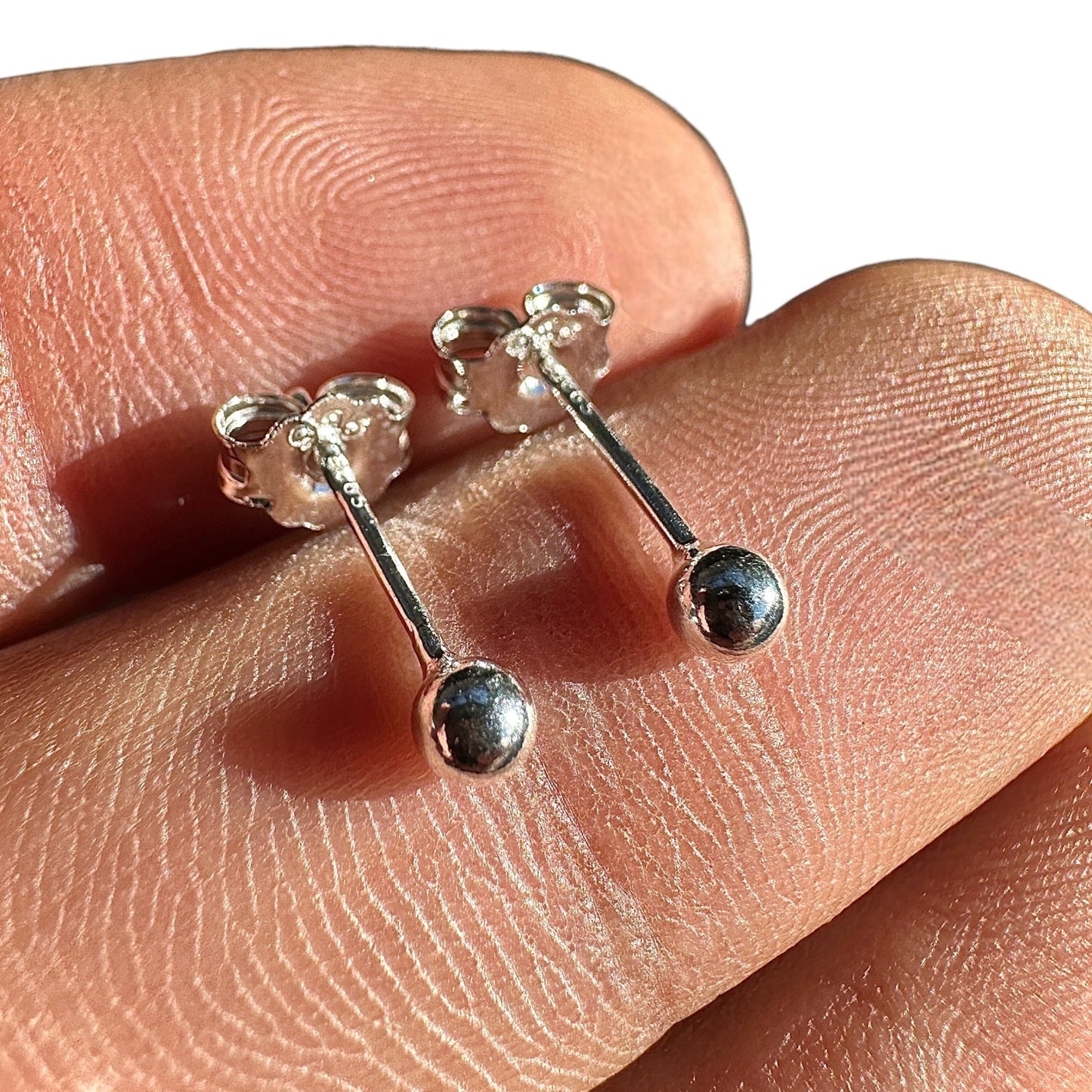 Ball Stud Earrings 3mm 925 Sterling Silver Tiny Round Studs