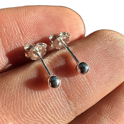 Ball Stud Earrings 3mm 925 Sterling Silver Tiny Round Studs