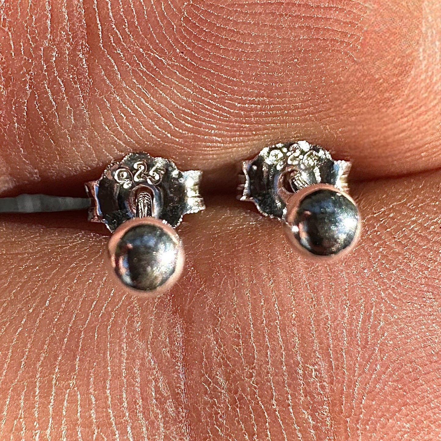 Ball Stud Earrings 3mm 925 Sterling Silver Tiny Round Studs