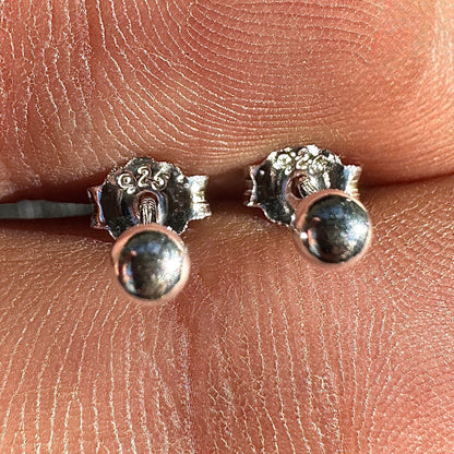 Ball Stud Earrings 3mm 925 Sterling Silver Tiny Round Studs