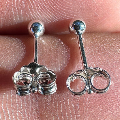 Ball Stud Earrings 3mm 925 Sterling Silver Tiny Round Studs