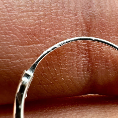 925 Sterling Silver Diamond Cut Hoop Earrings 16mm Thin Lightweight Hoops