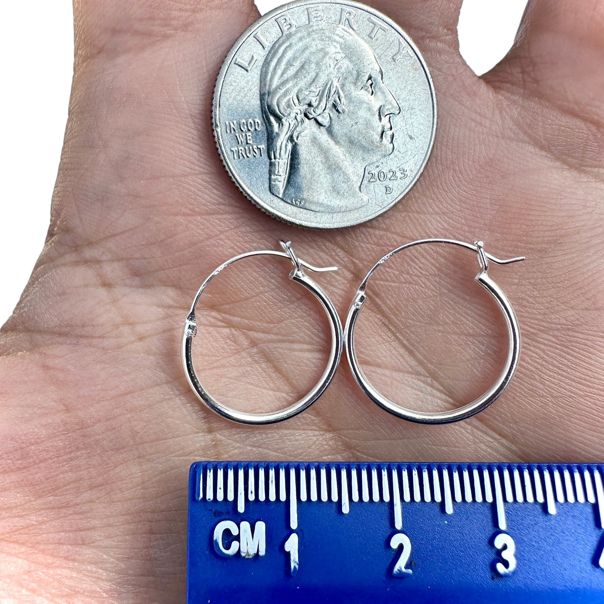 18mm 925 Sterling Silver Hoop Earrings Lightweight Hinged Hoops