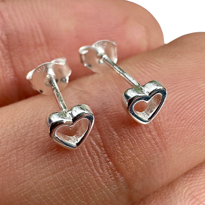 925 Sterling Silver Heart Stud Earrings 5mm Tiny Minimalist Heart Studs
