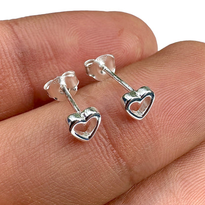 925 Sterling Silver Heart Stud Earrings 5mm Tiny Minimalist Heart Studs