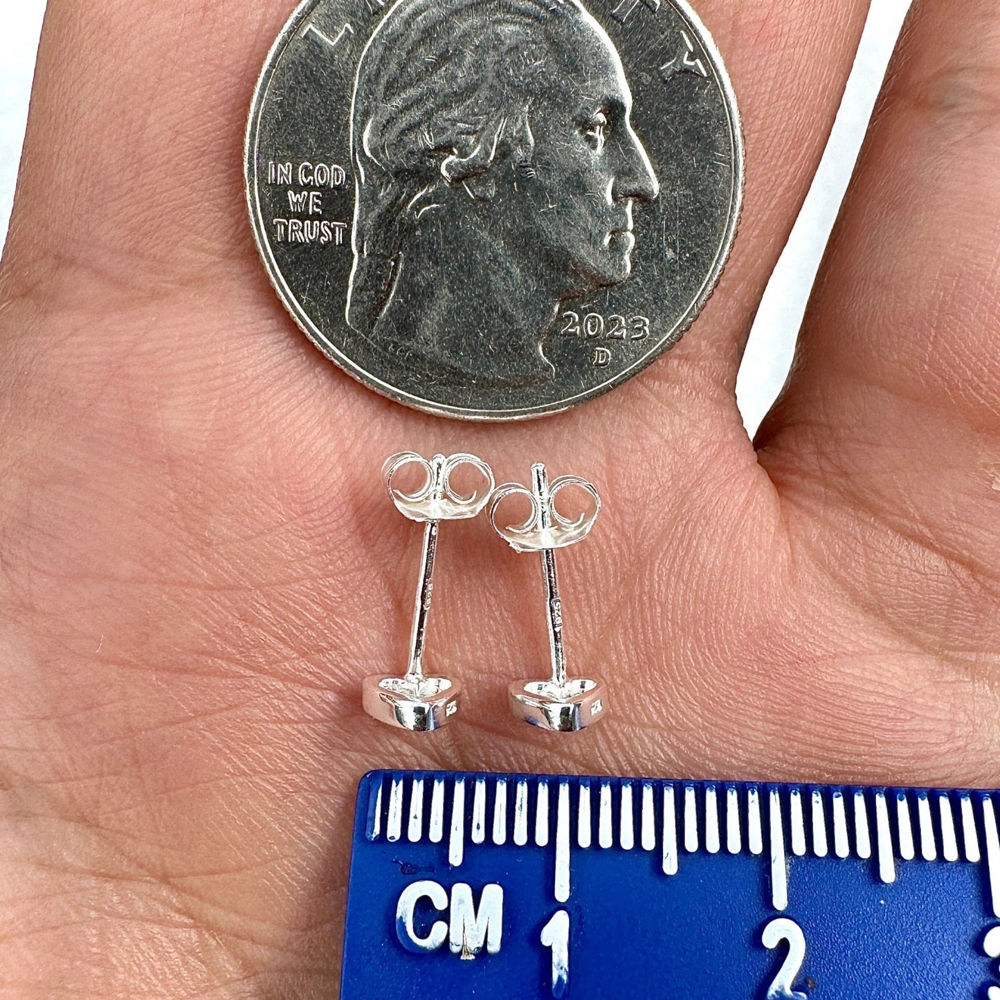 925 Sterling Silver Heart Stud Earrings 5mm Tiny Minimalist Heart Studs