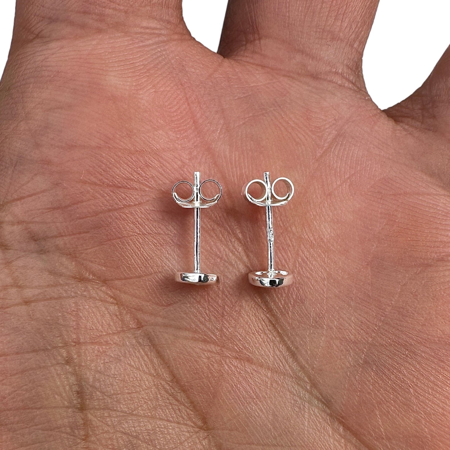 Silver Heart Stud Earrings 925 Sterling Silver CZ Minimalist