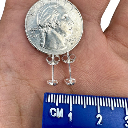 Silver Heart Stud Earrings 925 Sterling Silver CZ Minimalist