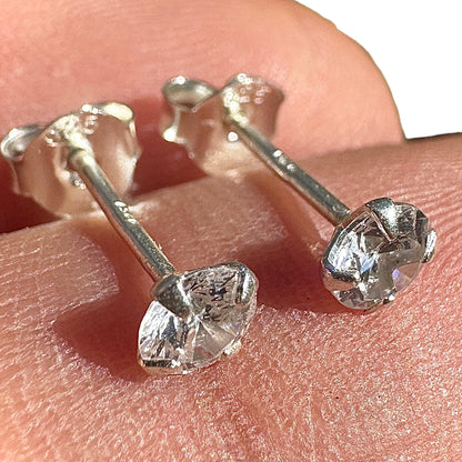 Cubic Zirconia Stud Earrings 4mm Sterling Silver Clear Studs