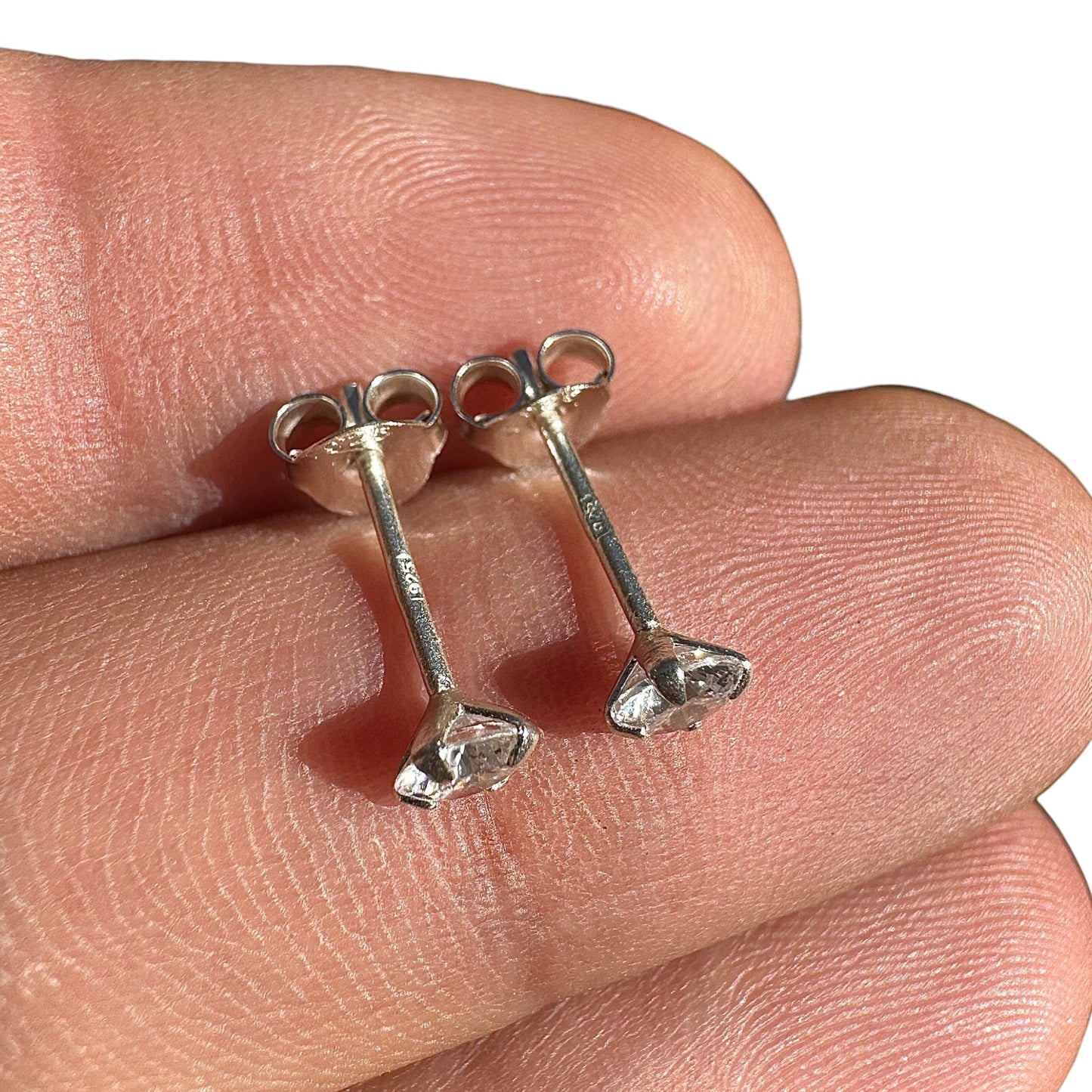 Cubic Zirconia Stud Earrings 4mm Sterling Silver Clear Studs