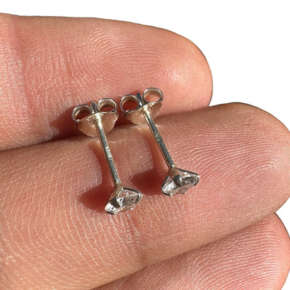 Cubic Zirconia Stud Earrings 4mm Sterling Silver Clear Studs