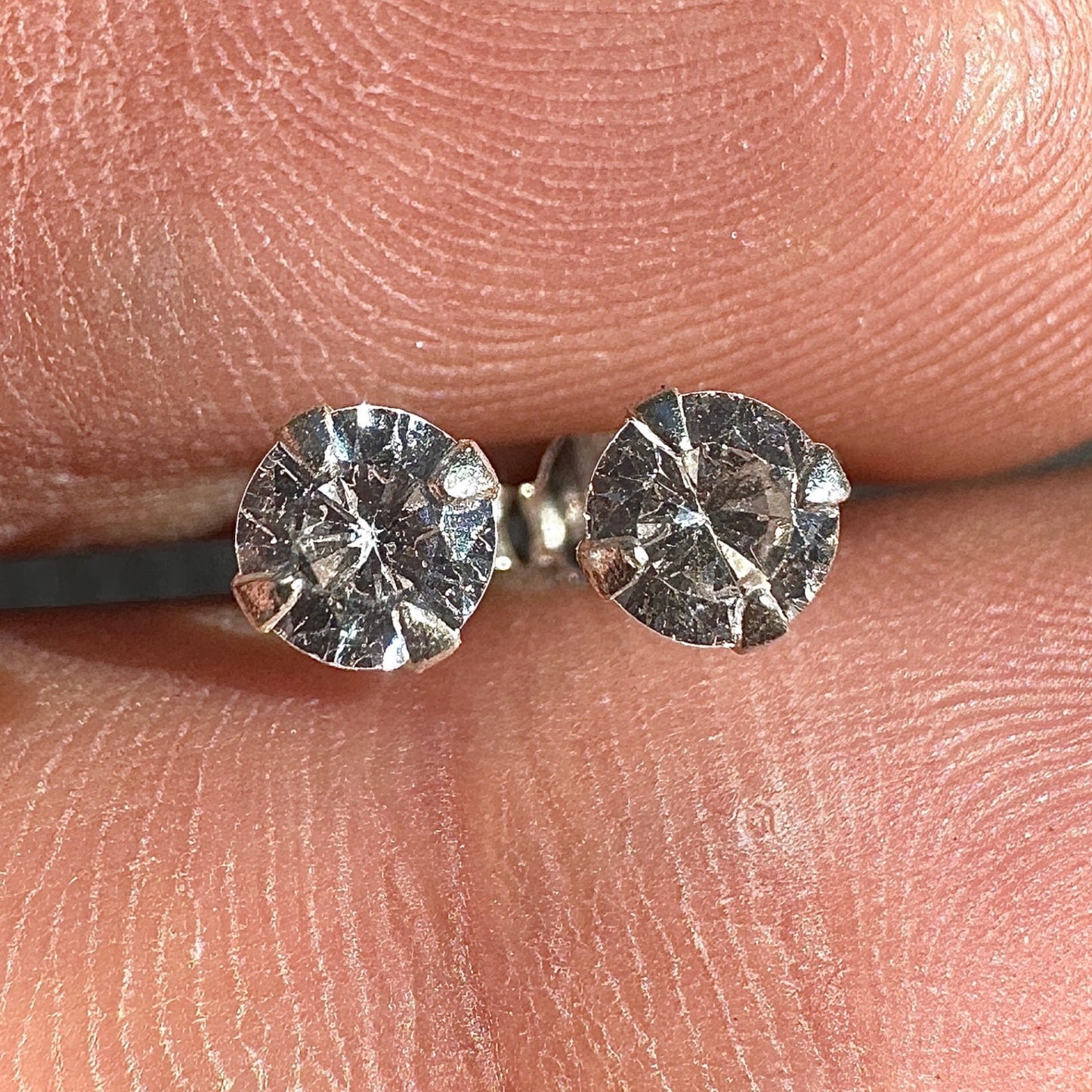 Cubic Zirconia Stud Earrings 4mm Sterling Silver Clear Studs