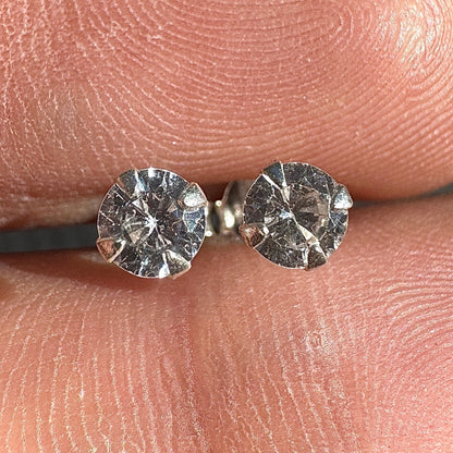 Cubic Zirconia Stud Earrings 4mm Sterling Silver Clear Studs