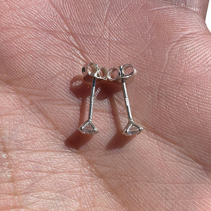 Cubic Zirconia Stud Earrings 4mm Sterling Silver Clear Studs