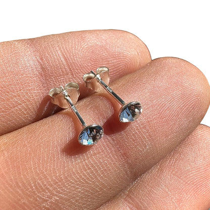 Crystal Stud Earrings 4mm Sterling Silver Clear Round Studs