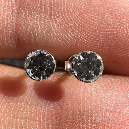 Crystal Stud Earrings 4mm Sterling Silver Clear Round Studs
