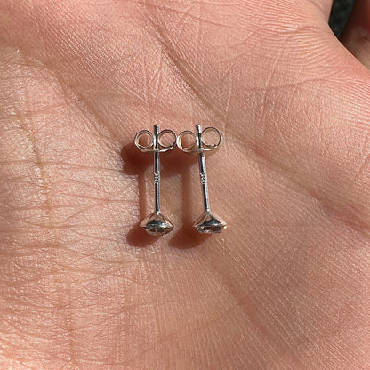 Crystal Stud Earrings 4mm Sterling Silver Clear Round Studs