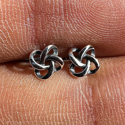 Knot Stud Earrings Sterling Silver 5.5mm Oxidized