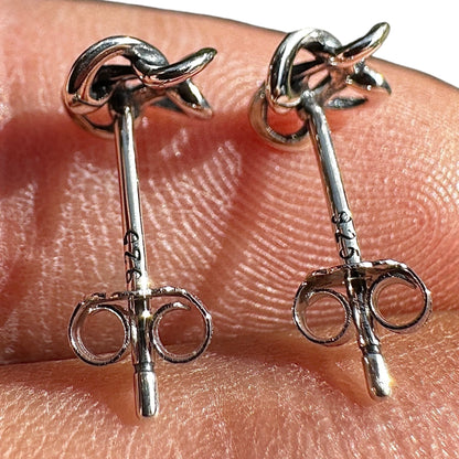Knot Stud Earrings Sterling Silver 5.5mm Oxidized