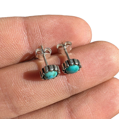 Turquoise Stud Earrings 7mm Sterling Silver