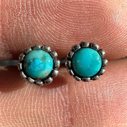 Turquoise Stud Earrings 7mm Sterling Silver