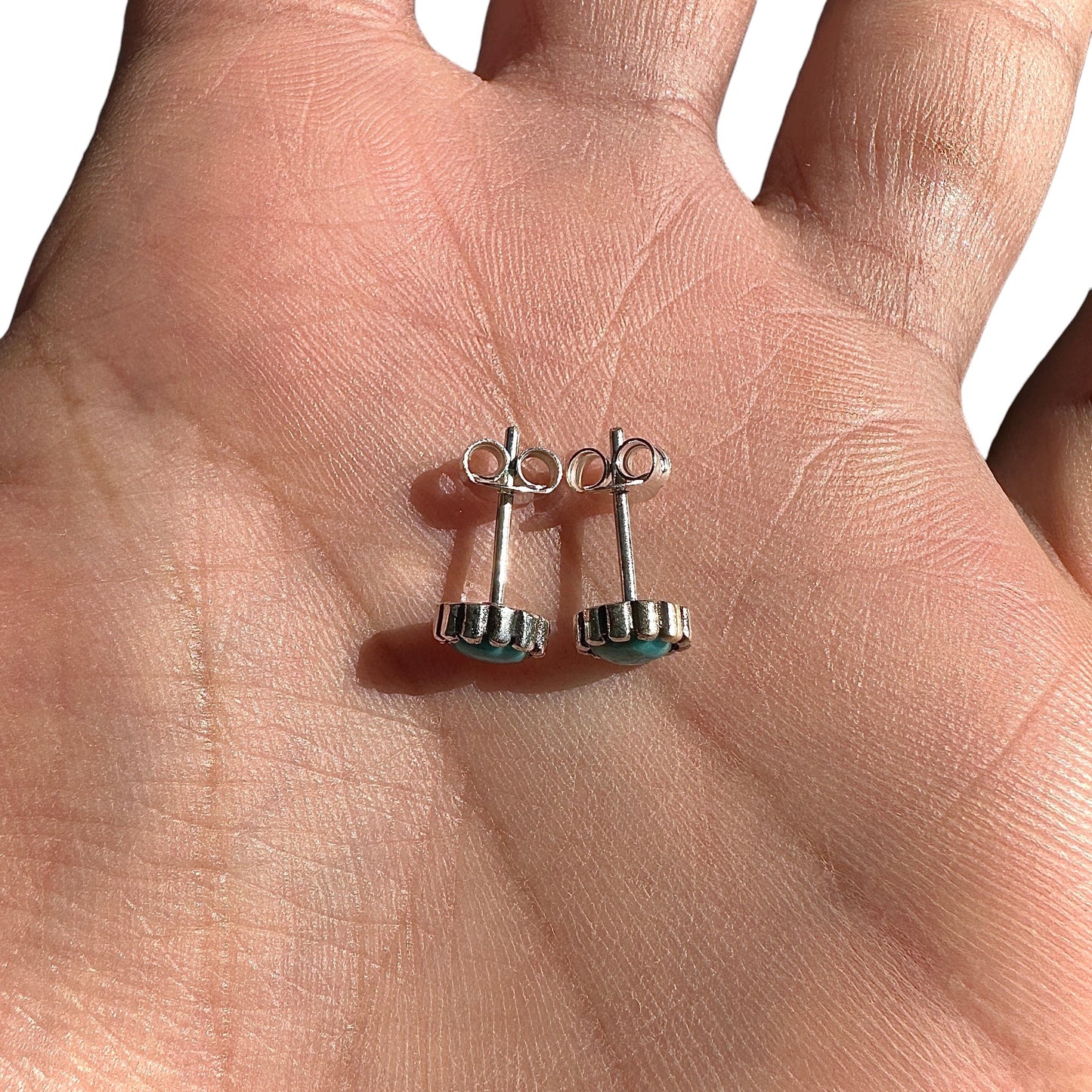 Turquoise Stud Earrings 7mm Sterling Silver