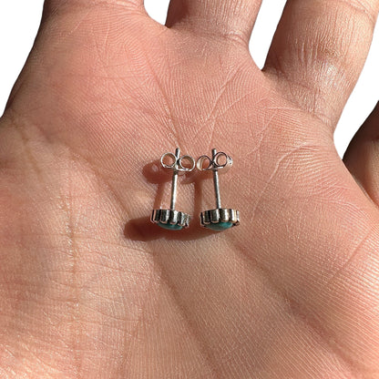 Turquoise Stud Earrings 7mm Sterling Silver