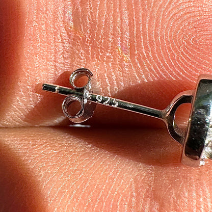 Silver Stud Earrings 8mm Clear CZ 925 Sterling Silver