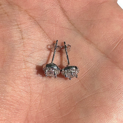 Silver Stud Earrings 8mm Clear CZ 925 Sterling Silver