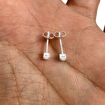 925 Sterling Silver Opal Stud Earrings 3mm Tiny Lab Opal Studs