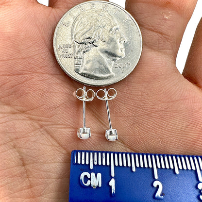 925 Sterling Silver Opal Stud Earrings 3mm Tiny Lab Opal Studs