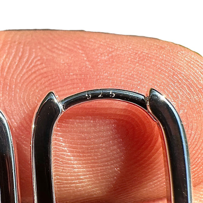 Sterling Silver Rectangle Hoop Earrings 13x23mm