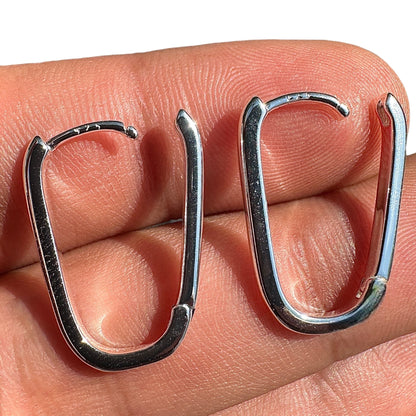 Sterling Silver Rectangle Hoop Earrings 13x23mm