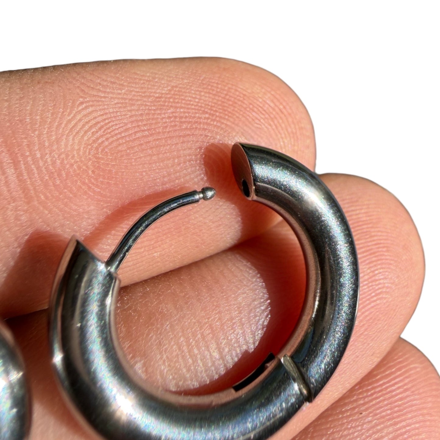 Silver Hoop Earrings 19mm Chunky Hinged Hoops