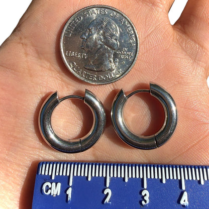 Silver Hoop Earrings 19mm Chunky Hinged Hoops