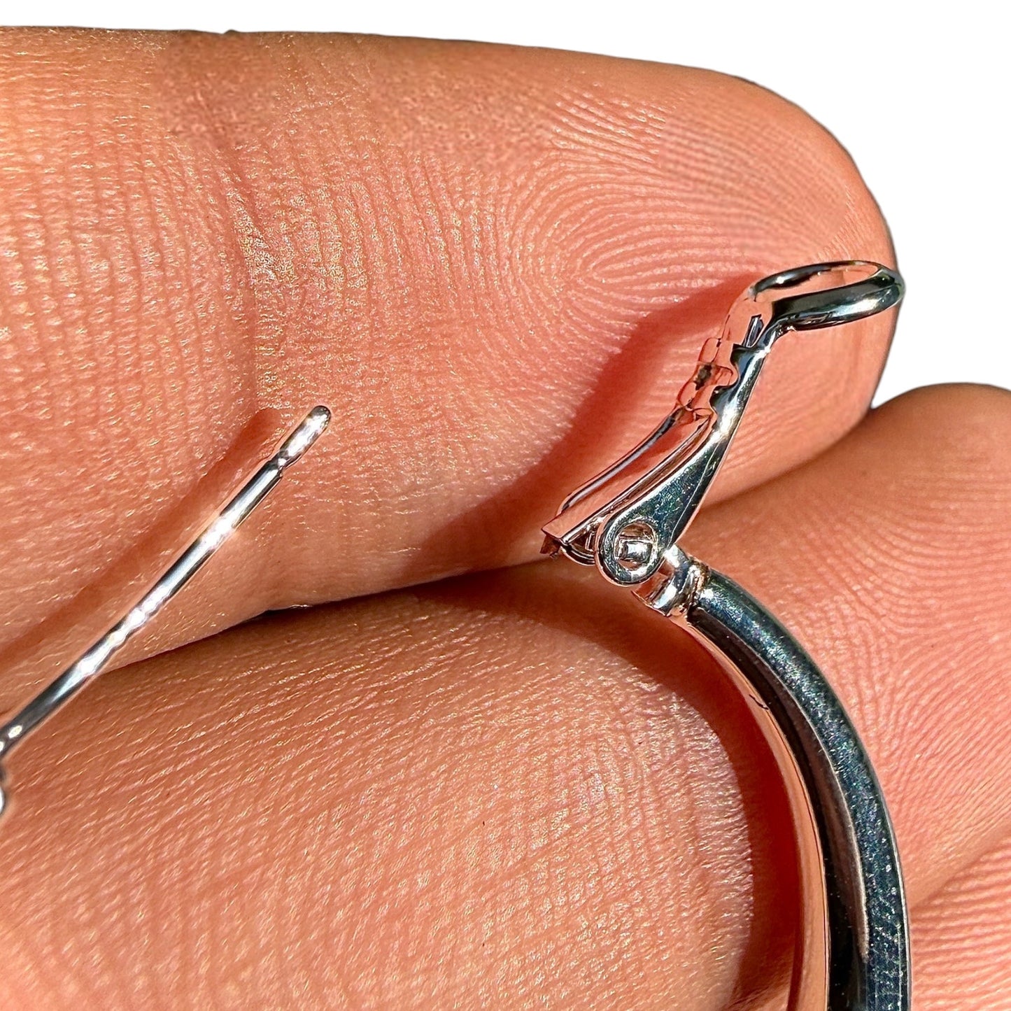 Sterling Silver Hoop Earrings 30mm 925 Lightweight Hinged Hoops