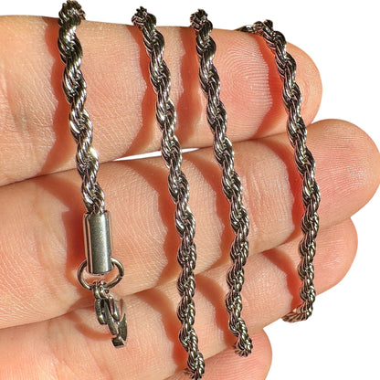 Silver Rope Chain Necklace 18 Inch 3mm Stainless Steel