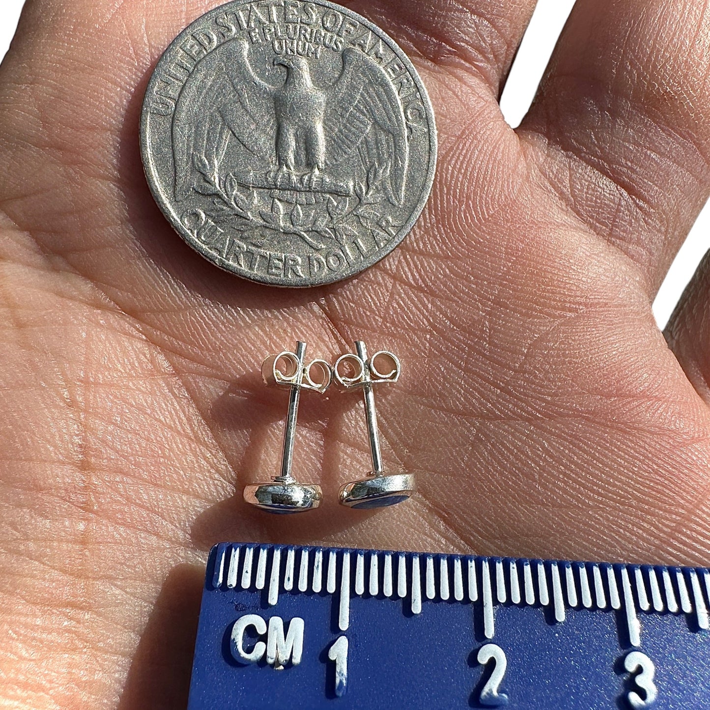 Blue Opal Stud Earrings 6mm Sterling Silver