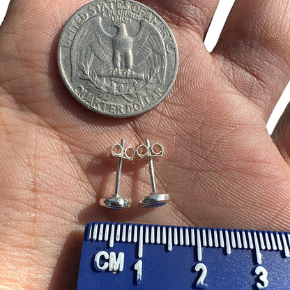 Blue Opal Stud Earrings 6mm Sterling Silver