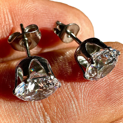 CZ Stud Earrings 7mm 316L Surgical Steel
