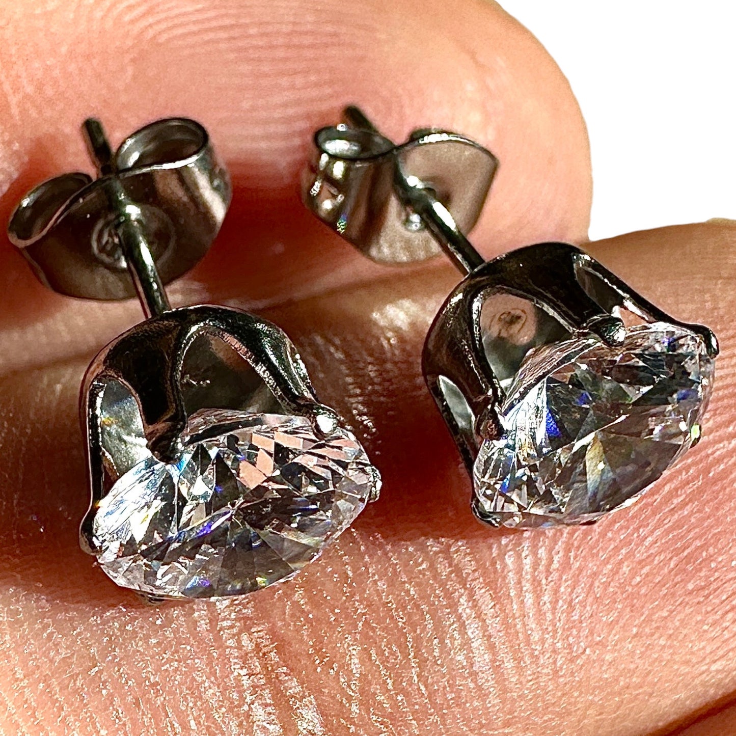 CZ Stud Earrings 7mm 316L Surgical Steel