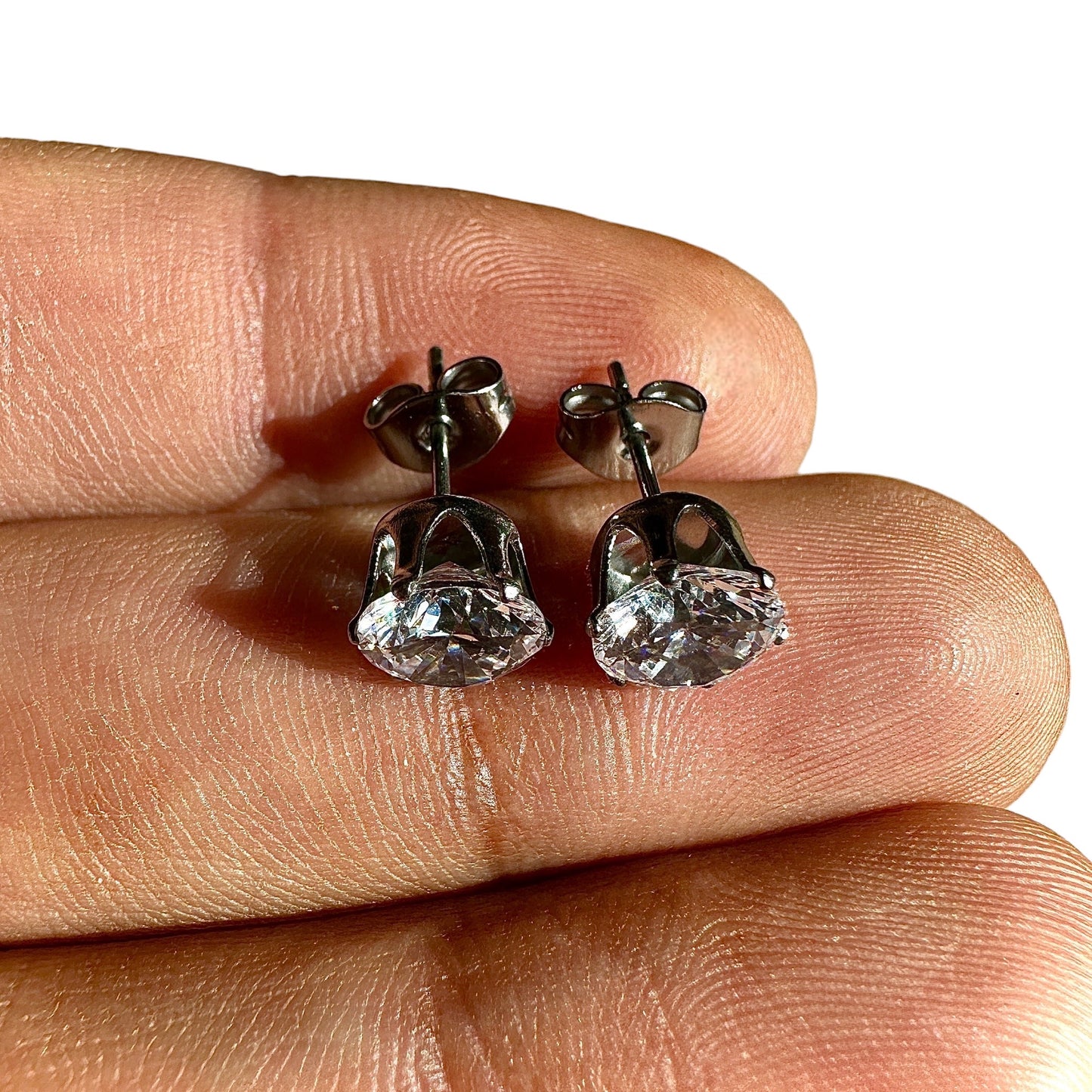 CZ Stud Earrings 7mm 316L Surgical Steel