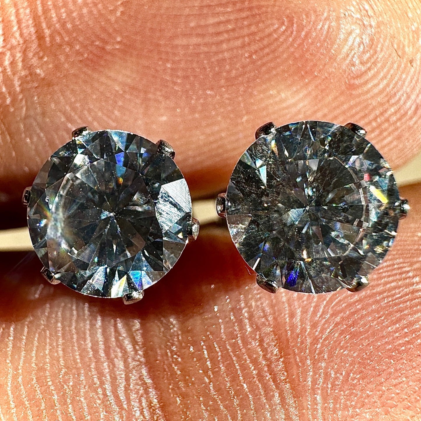 CZ Stud Earrings 7mm 316L Surgical Steel