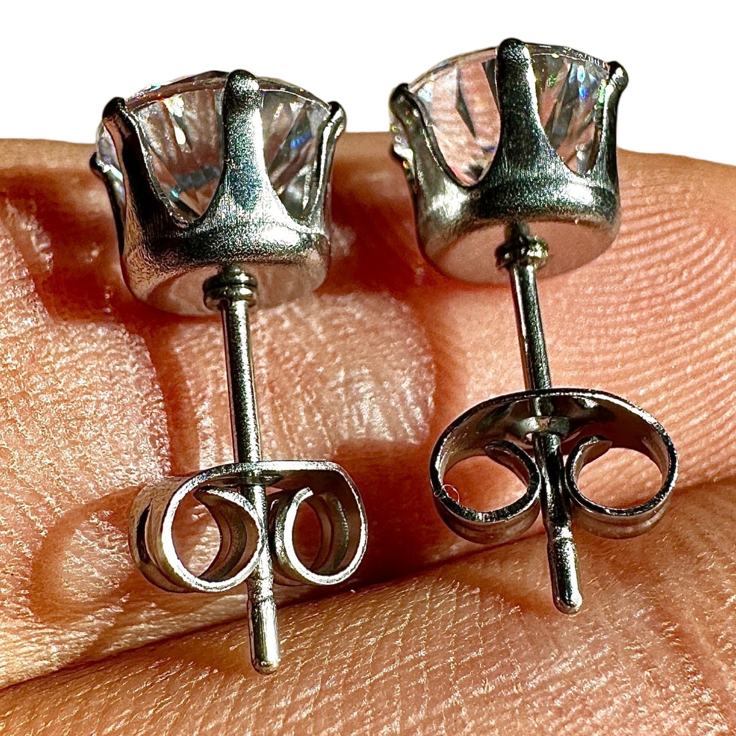 CZ Stud Earrings 7mm 316L Surgical Steel