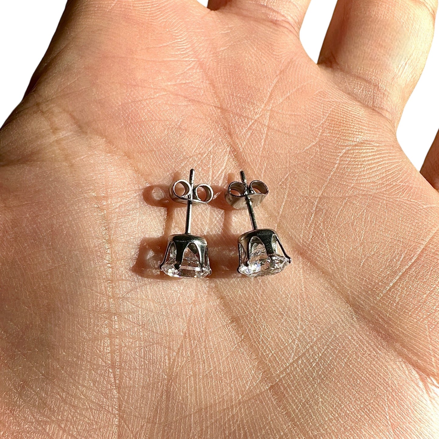 CZ Stud Earrings 7mm 316L Surgical Steel