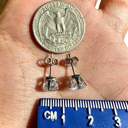 CZ Stud Earrings 7mm 316L Surgical Steel